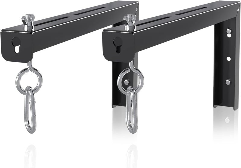 Suptek Universal Projector Screen Wall Mount L-Brackets Wall Hanging Mount 12 inch Adjustable Extension Mounting Hooks for Projection Screen up to 80 lbs, PRL002B, Black (1 Pair) - Image 1